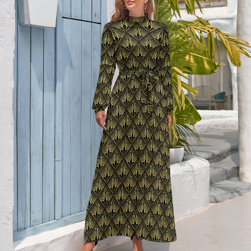 Women's Long Sleeve High-Neck Dress