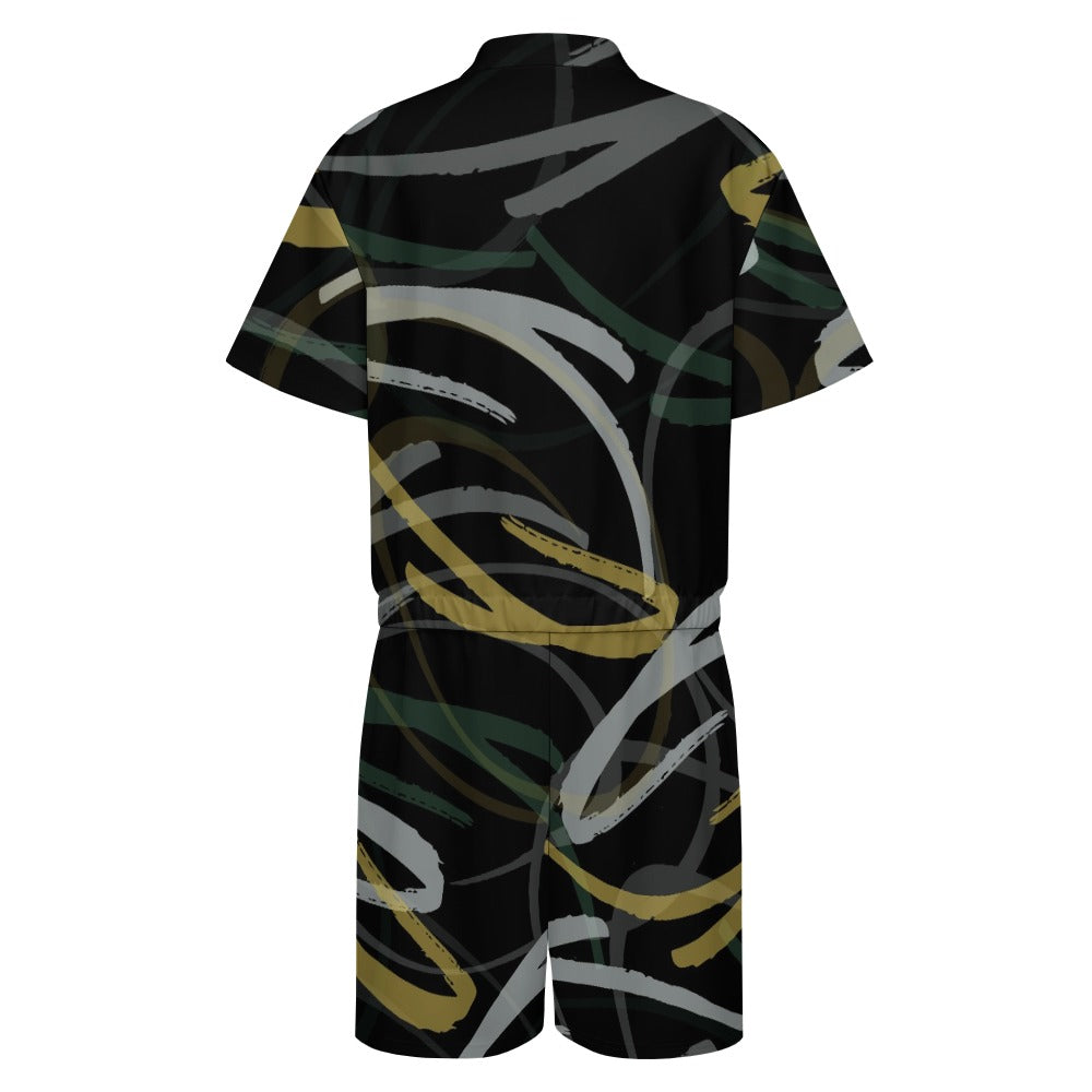 Men's one piece jumpsuit Short sleeved jumpsuit