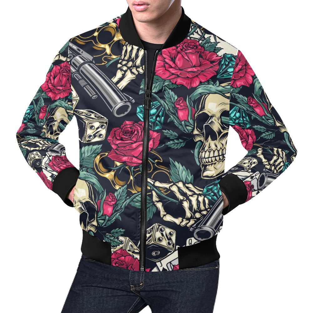 Men's All-Over Print Casual Bomber Jacket