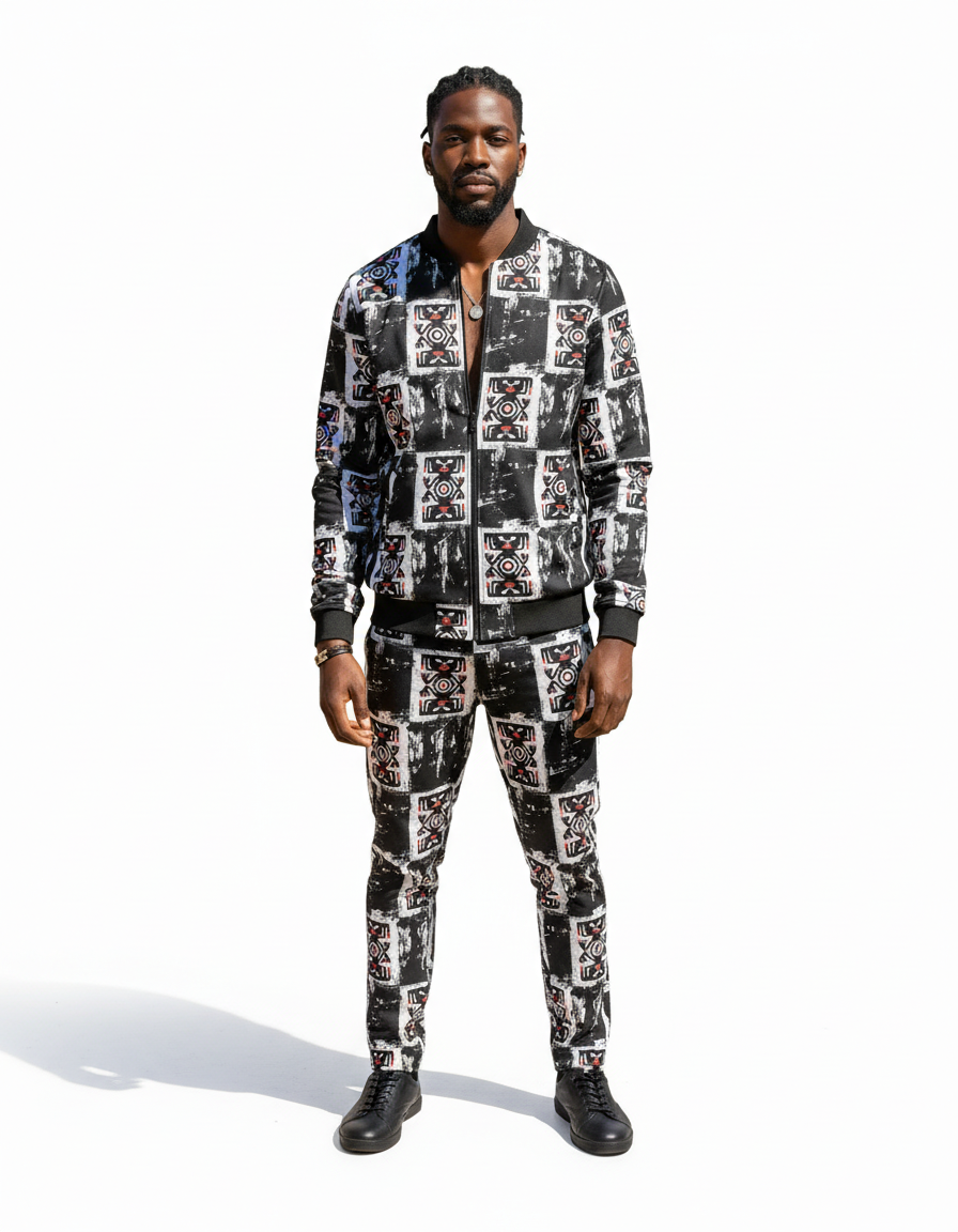 Men's All-Over Print Bomber Sweat Suit