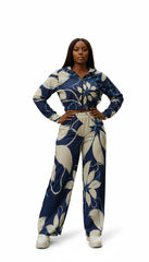 Women's Cropped Zip-Up Hoodie and Wide-Leg Pants Set