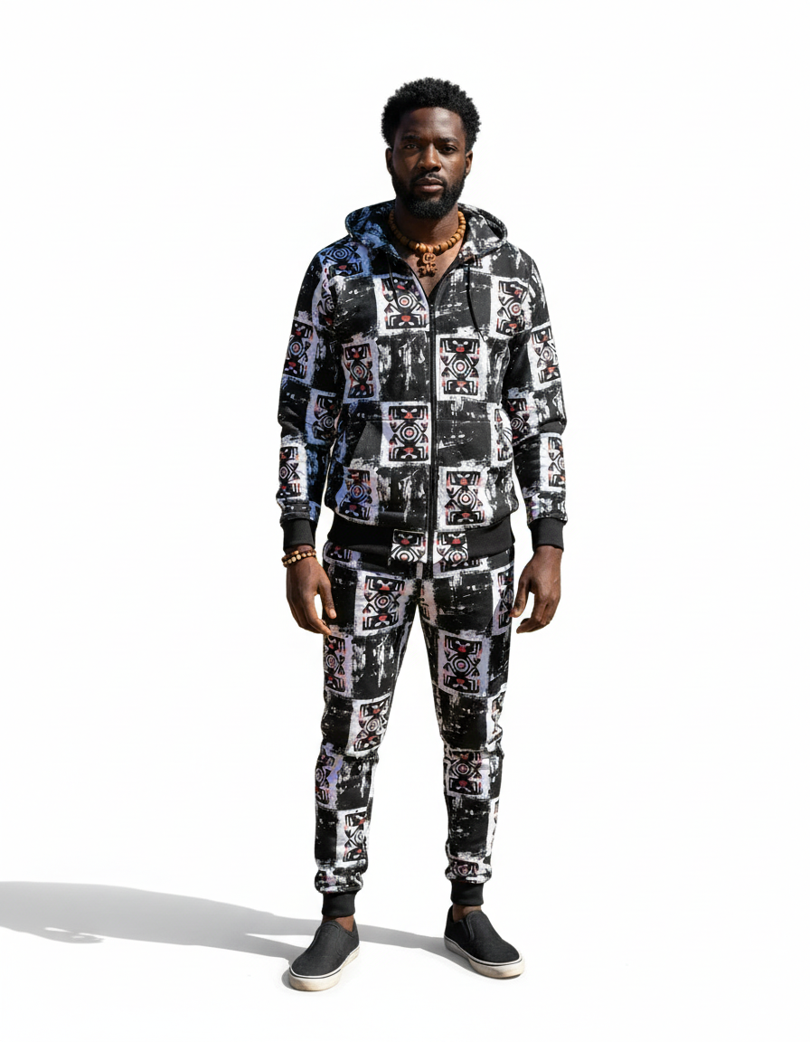 Men's All-Over Print Full-Zip Hoodie Set