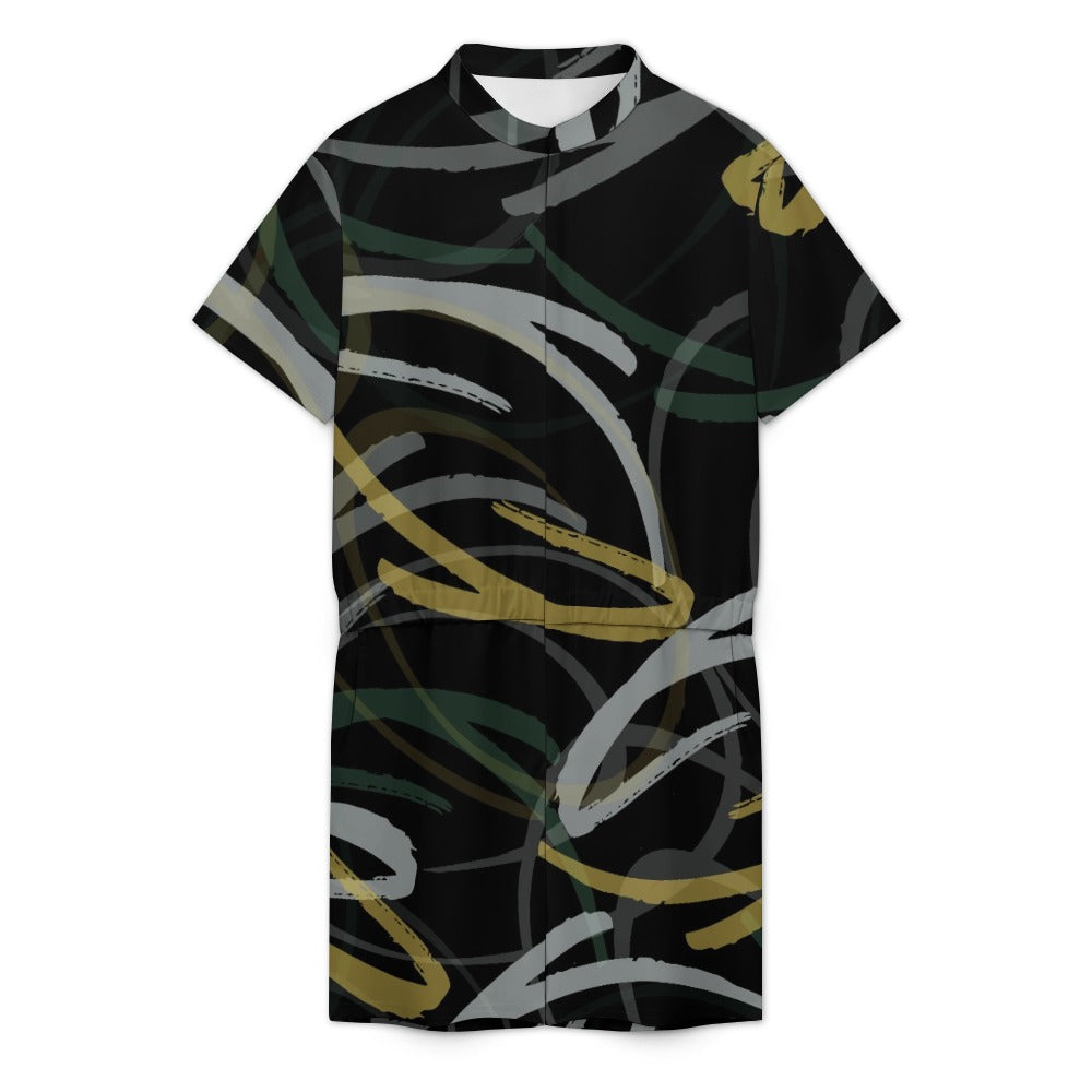 Men's one piece jumpsuit Short sleeved jumpsuit