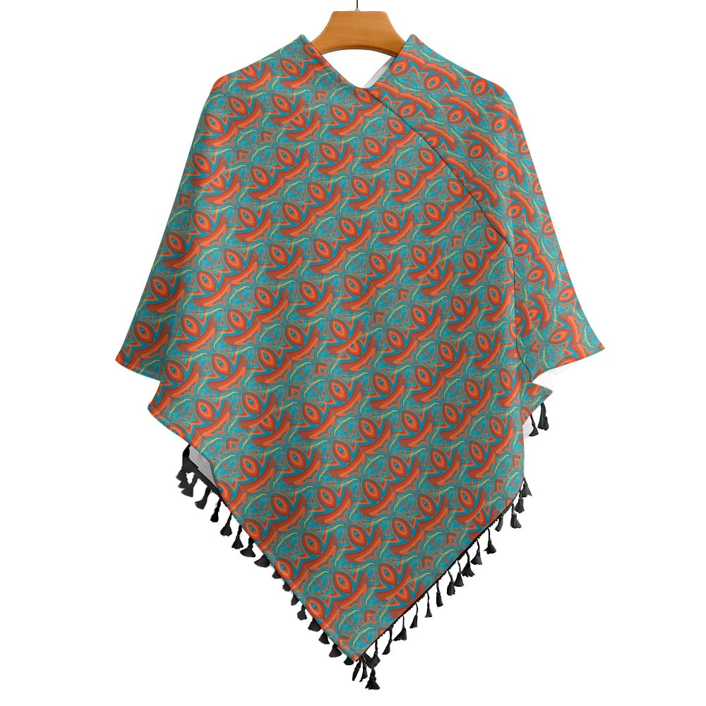 Knitted Cape with Fringed Edge