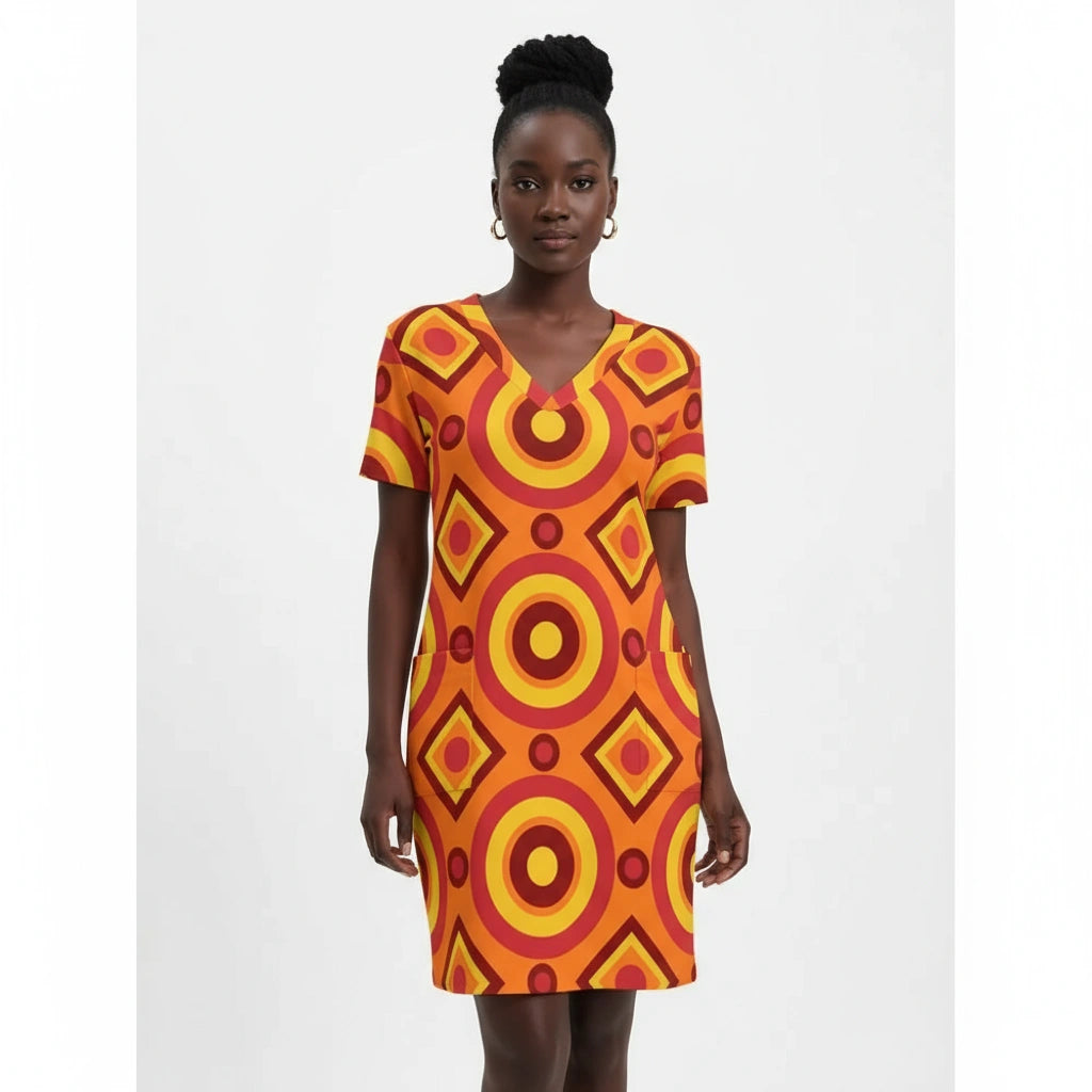 Women's Vintage-Inspired Mod Shift Dress with Pockets