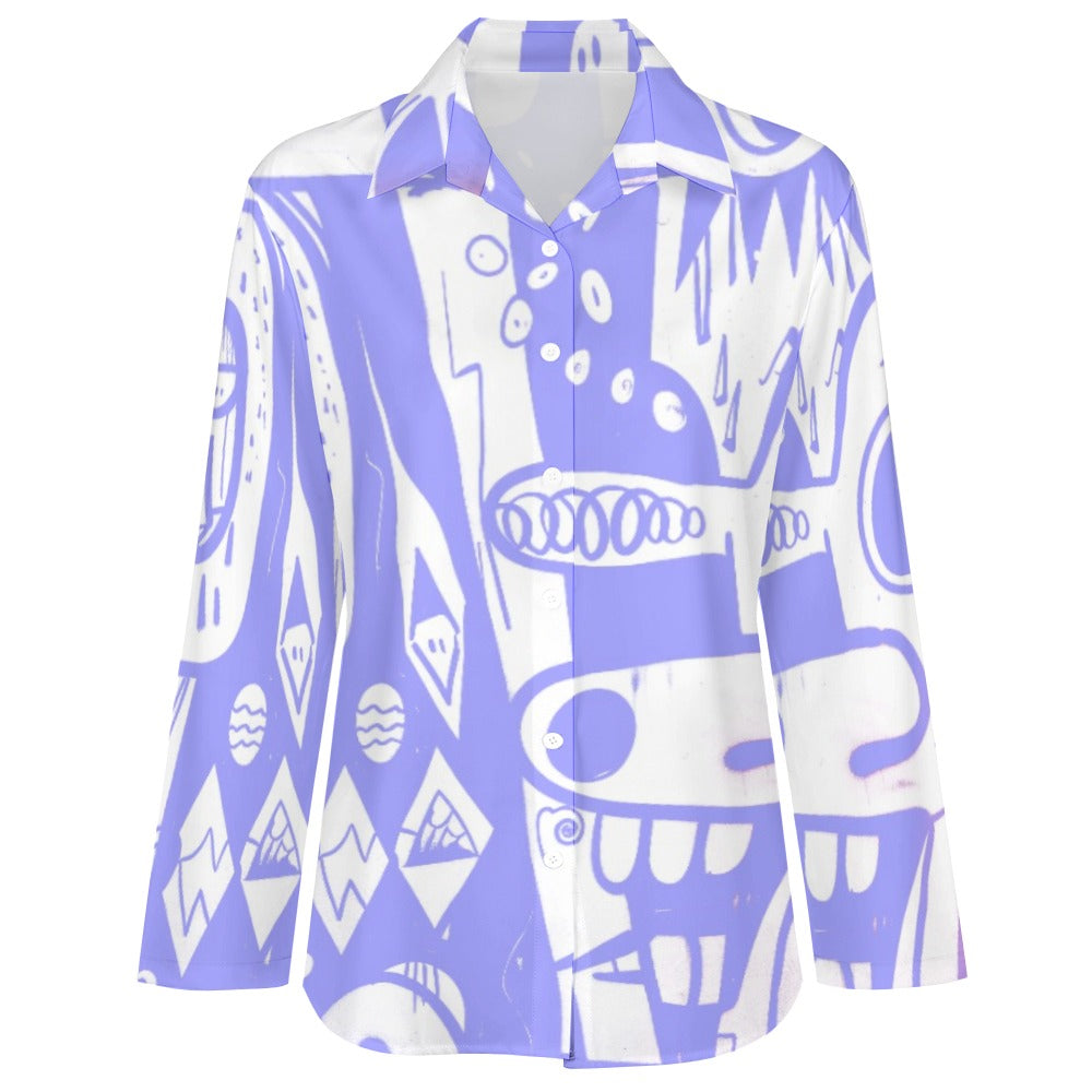 Women's Long Sleeve Irregular Button-Down Hem Shirt
