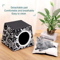Monochrome Doodle All-Over Print Pet House