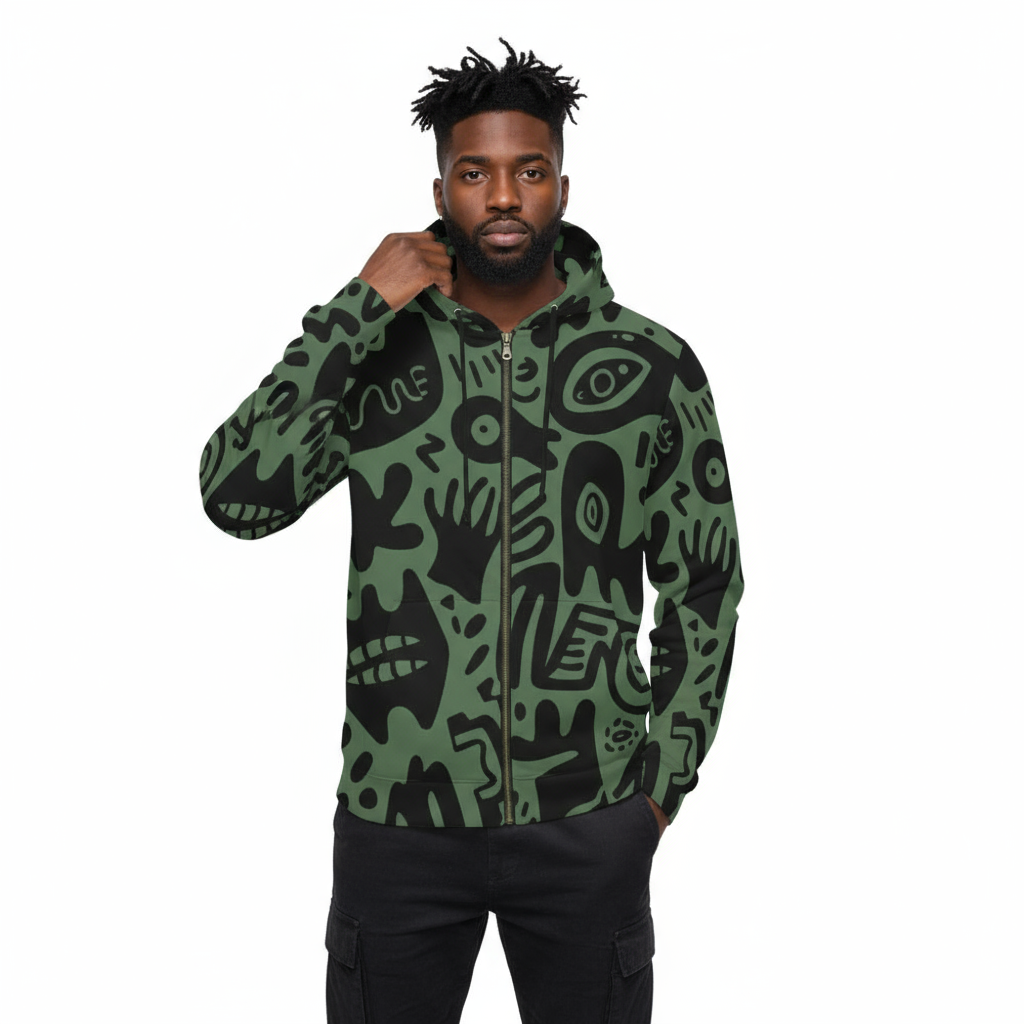 Men's All-Over Print Full-Zip Hoodie