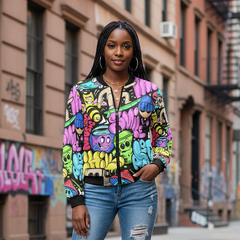 Women's All-Over Print Bomber Jacket