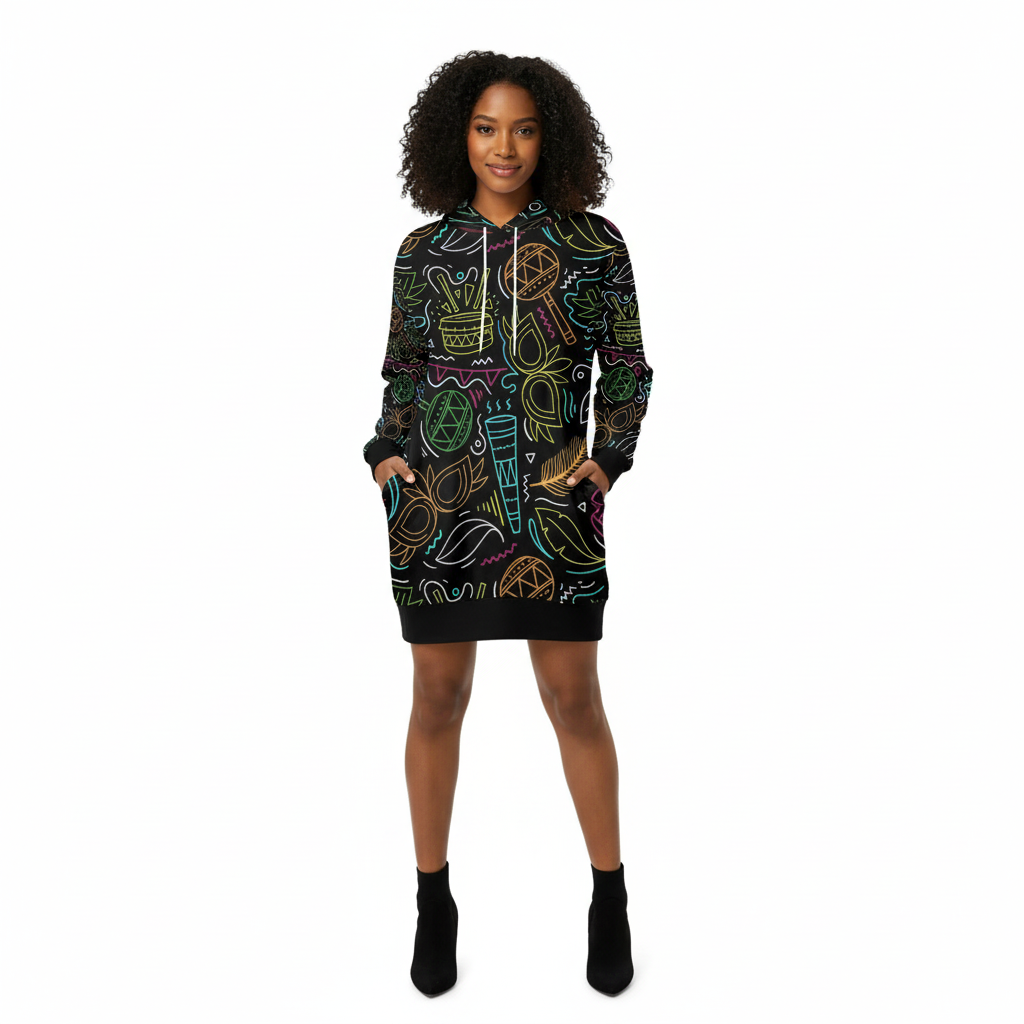 Women's All-Over Print Hoodie Mini Dress (H27)