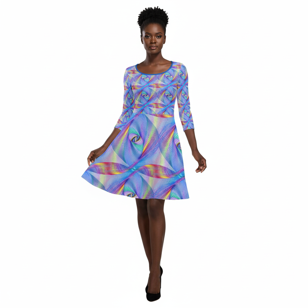 Women's Prism Dream All-Over Print Flare Dress (Model D23)
