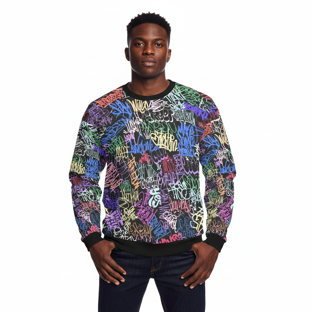 Men's All-Over Print Fuzzy Sweatshirt