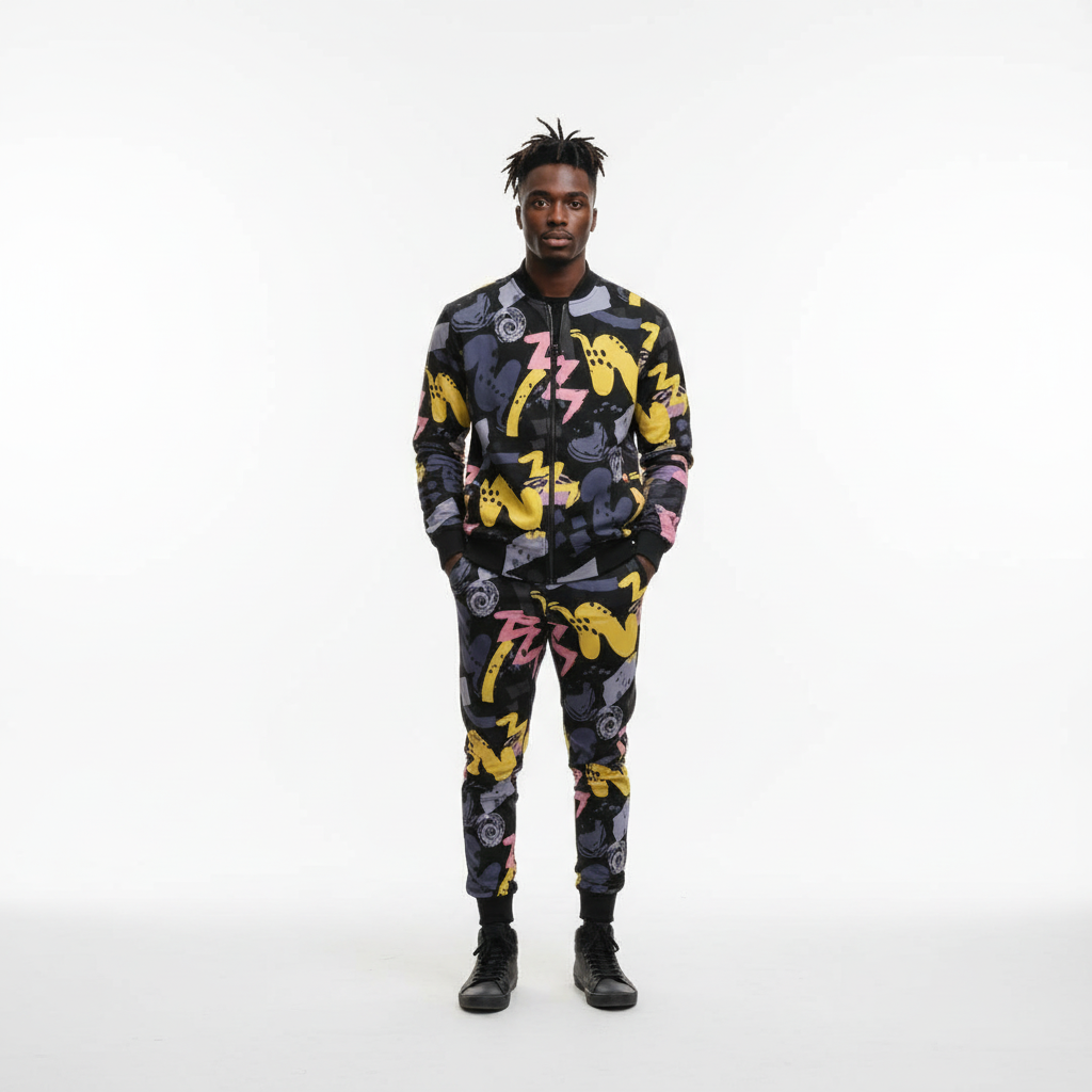 Men's All-Over Print Bomber Sweat Suit