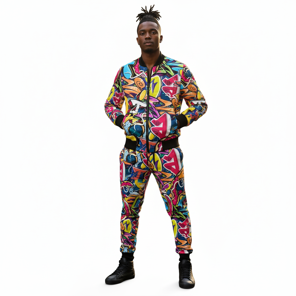 Men's All-Over Print Bomber Sweat Suit