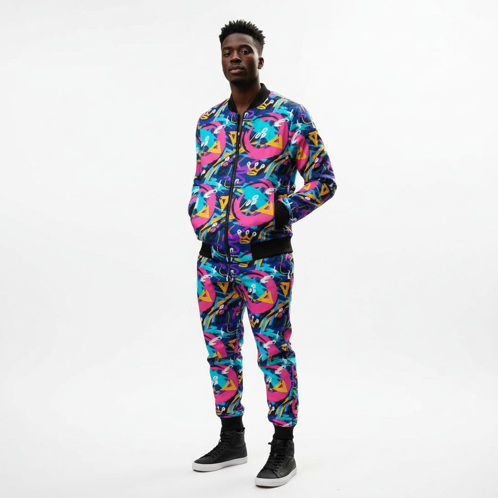 Men's All-Over Print Bomber Sweat Suit