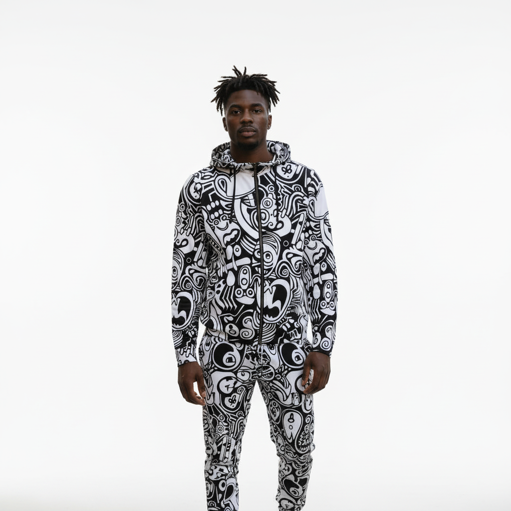 Men's All-Over Print Full-Zip Hoodie Set