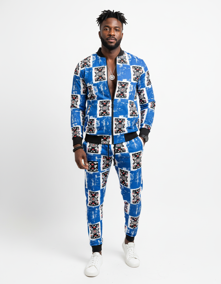 Men's All-Over Print Bomber Sweat Suit